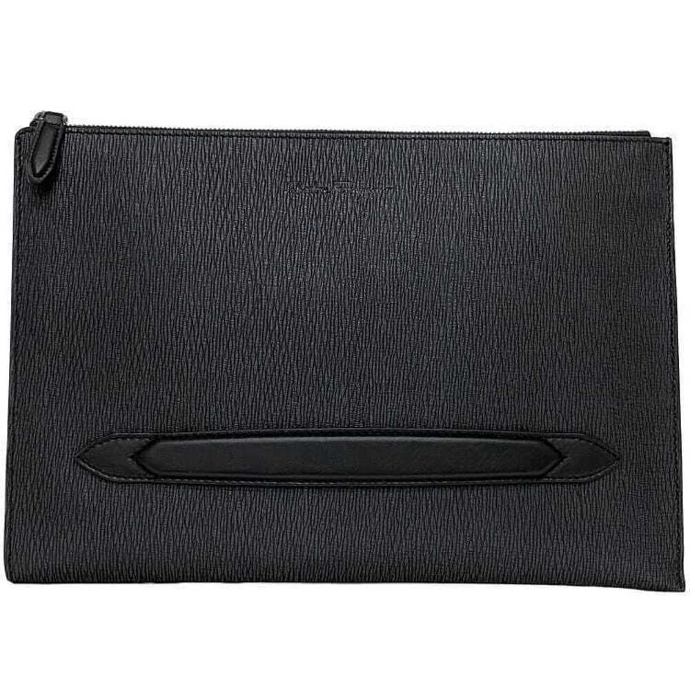 Salvatore Ferragamo Clutch Bag Leather Zipper Black